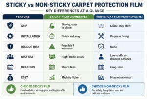 Sticky vs Non-Sticky Carpet Protection Film: Which One to Choose?