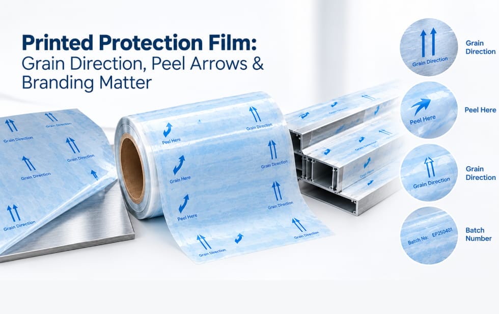 Printed Protection Film: Why Grain Direction, Peel Arrows & Branding Matter